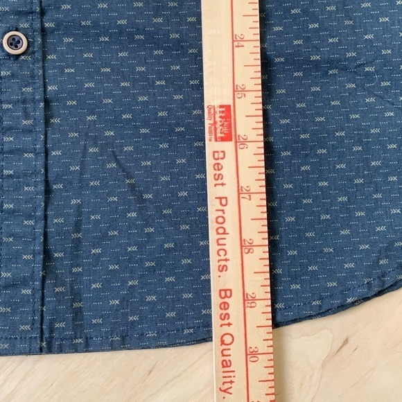 Mens Nomad Navy Aztec Geometric Pattern Short Sleeve Button Up XL - Picture 9 of 14